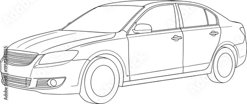 sedan car vehicle, sedan, automotive, transport, machine, engine, drive, wheels, travel, vector line art illustration for automotive