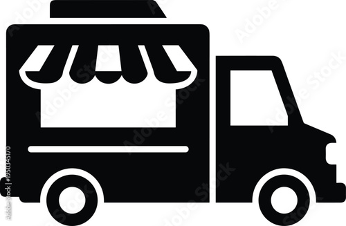 food truck delivery van, truck, van, vehicle, shipping, street food, transport silhouette icon for street food service