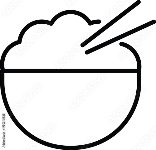 Bowl of rice with wooden chopsticks