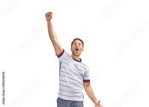 soccer fan cheering - celebrating on isolated free png background