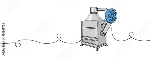 Industrial dust collector unit with duct and blower. no editable strokes