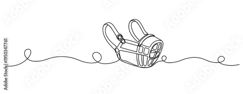 Dog muzzle lying on continuous line minimal background. no editable strokes