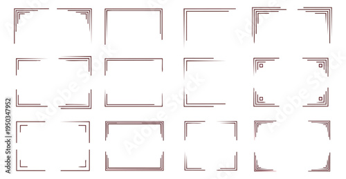 Abstract geometric frame designs on black backgrounds