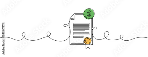 Contract document showing payment seal in white background. no editable strokes