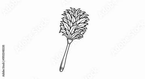 A sketch of a feather duster with a long handle