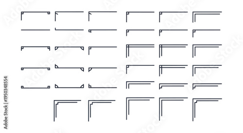 Geometric design elements array on dark background