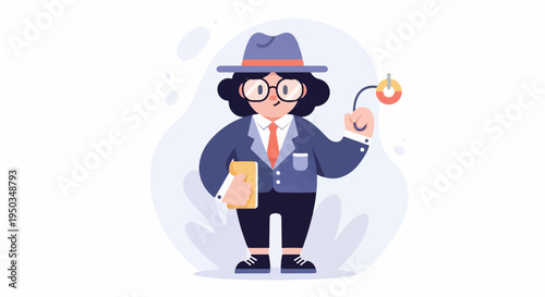 A person in a hat and glasses holds a book and a colorful ring