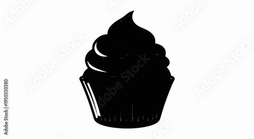 A stylized black silhouette of a soft-serve ice cream cone