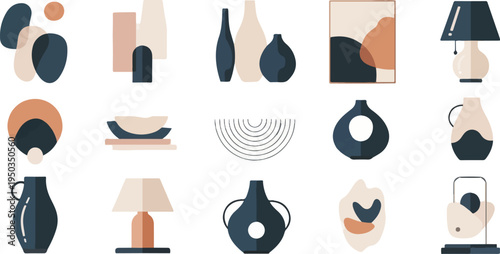 A collection of minimalist abstract shapes and home decor items