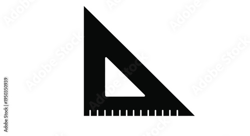 A stark black triangular set square is prominently displayed against a clean bright white background suggesting precision high quality