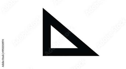 A stark black right triangle is prominently displayed against a clean white background emphasizing geometric form high quality professional