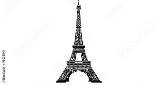 A striking black and white illustration depicts the eiffel tower a renowned landmark of paris france high quality professional
