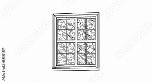 A graphic illustration of a window with multiple panes of wavy lines