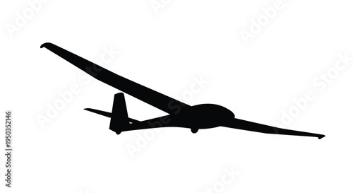 A stark silhouette of a glider aircraft soars through the air showcasing its elegant wings and streamlined design