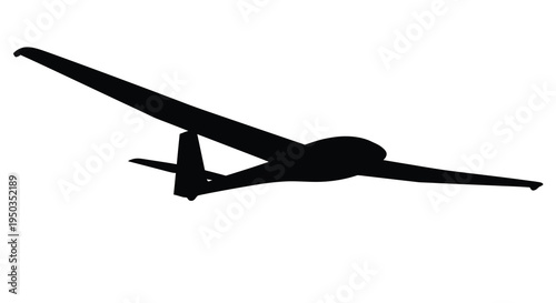 A striking silhouette of a glider soaring through the air emphasizing its sleek design and graceful wingspan high quality