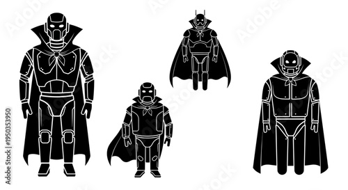 Retro Sci-Fi Robots Collection: Vintage Futuristic Androids with Capes