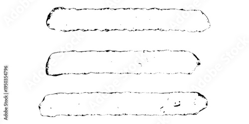 Set of 3 Black Charcoal Brush Strokes with Natural Distressed Texture for Minimalist Background Decor.