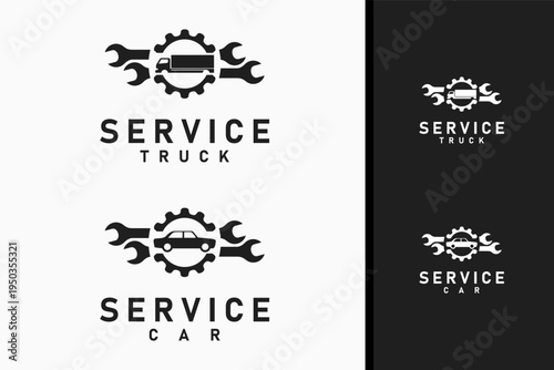 Truck and car service logo symbol icon design