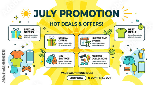 July Promotion Hot Deals and Offers Banner