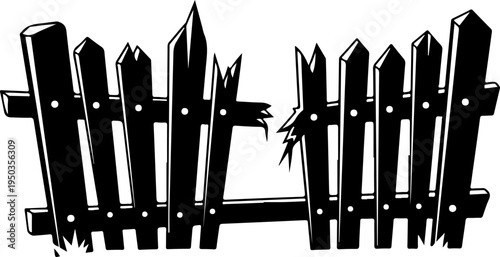 wooden fence with jagged silhouette vector illustration