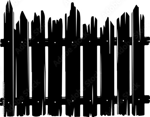 wooden fence with jagged silhouette vector illustration