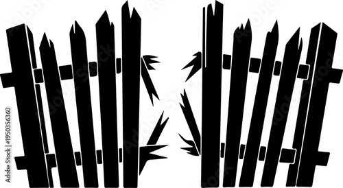 wooden fence with jagged silhouette vector illustration