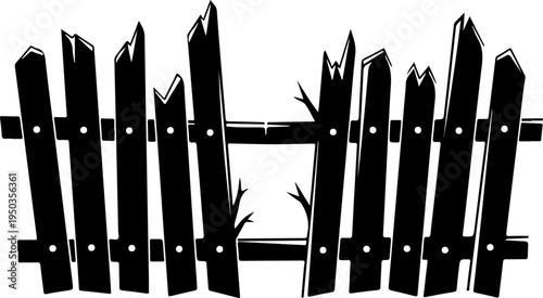 wooden fence with jagged silhouette vector illustration
