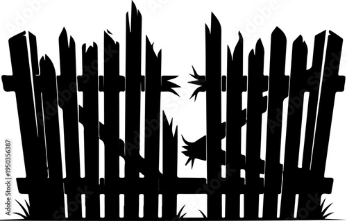 wooden fence with jagged silhouette vector illustration