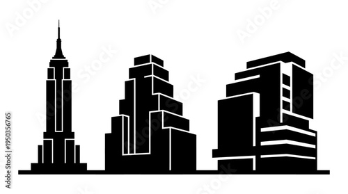 Minimalist Silhouette of Famous City Skyscrapers