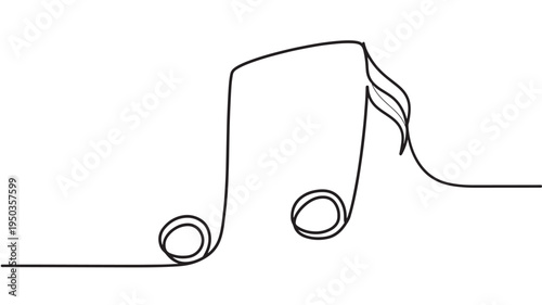 Musical note illustration with clean black lines, symbolizing rhythm and melody in simple artistic form.