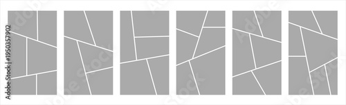 Set of collage grid manga comic storyboard layout panel blank template for social media. Empty page frame for comic book, photo collage, poster, flyer. Vector illustration