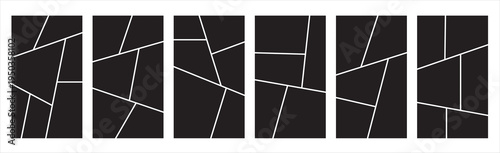 Set of collage grid manga comic storyboard layout panel blank template for social media. Empty page frame for comic book, photo collage, poster, flyer. Vector illustration