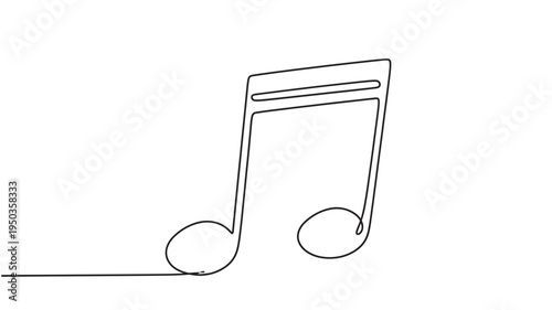 Musical eighth note icon rendered in simple black line art on a clean white background, a symbol of music and sound.