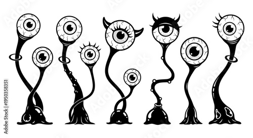 Whimsical Eyeball Monsters Collection: Spooky, Cute, and Bizarre Creatures
