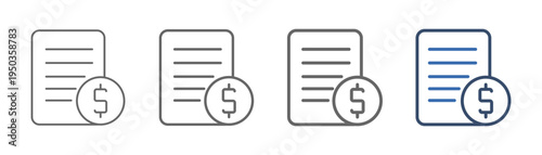 
outline icon set billing with document paper and money design
