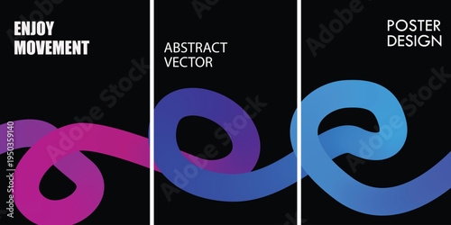 Vibrant gradient swirls in black background for poster design