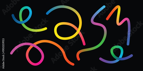 Vibrant neon glow sticks in various colors on black background