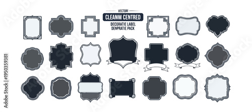 Decorative emblems and badges collection on black background