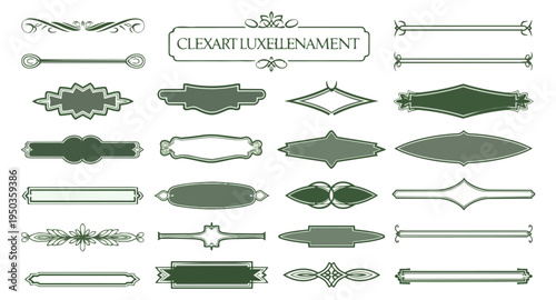 Decorative elements set on black background for design projects