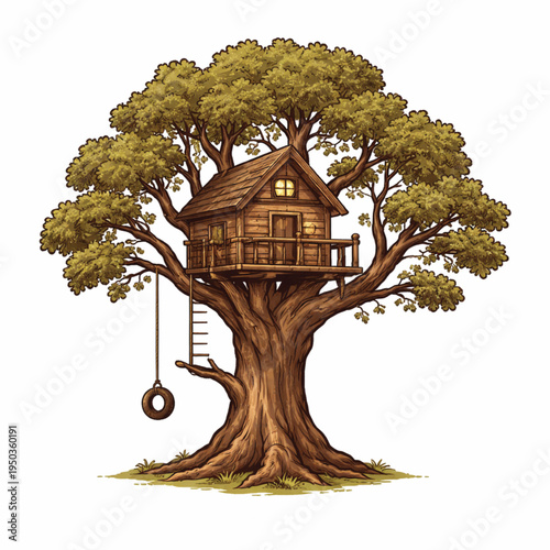 treehouse on   white background