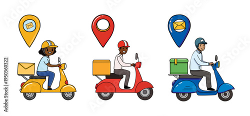 post flat icons doodle delyvery