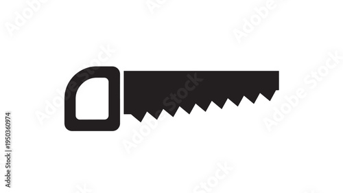 Saw black icon with a sharp toothed blade and a rounded handle, symbolizing construction and craftsmanship.