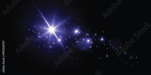 Black background blue light glitter effect, shiny sparkle particles overlay PNG illustration.