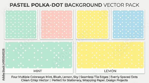 Pastel polka dot backgrounds vector pack multiple color options for design