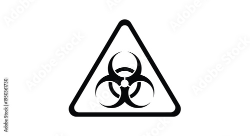 A stark black and white image depicting the universally recognized biohazard symbol within a triangular frame high quality professional