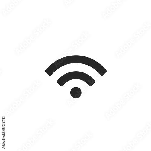 Ein einfaches, stilisiertes WLAN-Symbol auf weißem Hintergrund, das drahtlose Konnektivität symbolisiert.