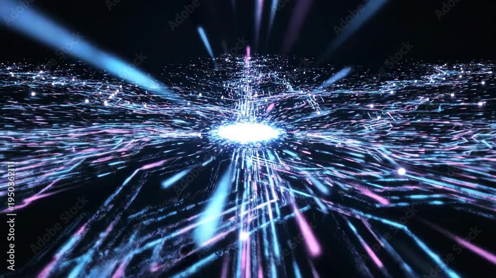 Steady Stream of Data Packets Visualized as Streaks of Light Stock ビデオ ...
