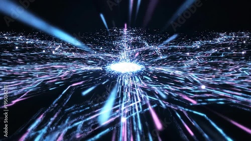 Steady Stream of Data Packets Visualized as Streaks of Light