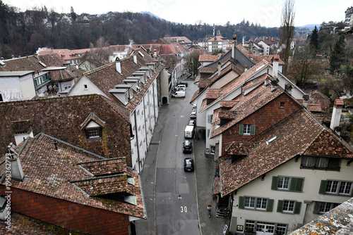 Bern old historical town Switzerland Europe ancient architecture  city road