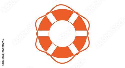 A vibrant flat design illustration depicts an orange and white life preserver symbolizing safety and water rescue high quality